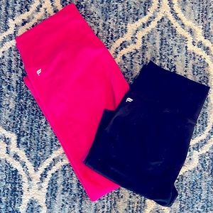 Fabletics Powerhold Shorts & Leggings Sz L Pink Black
